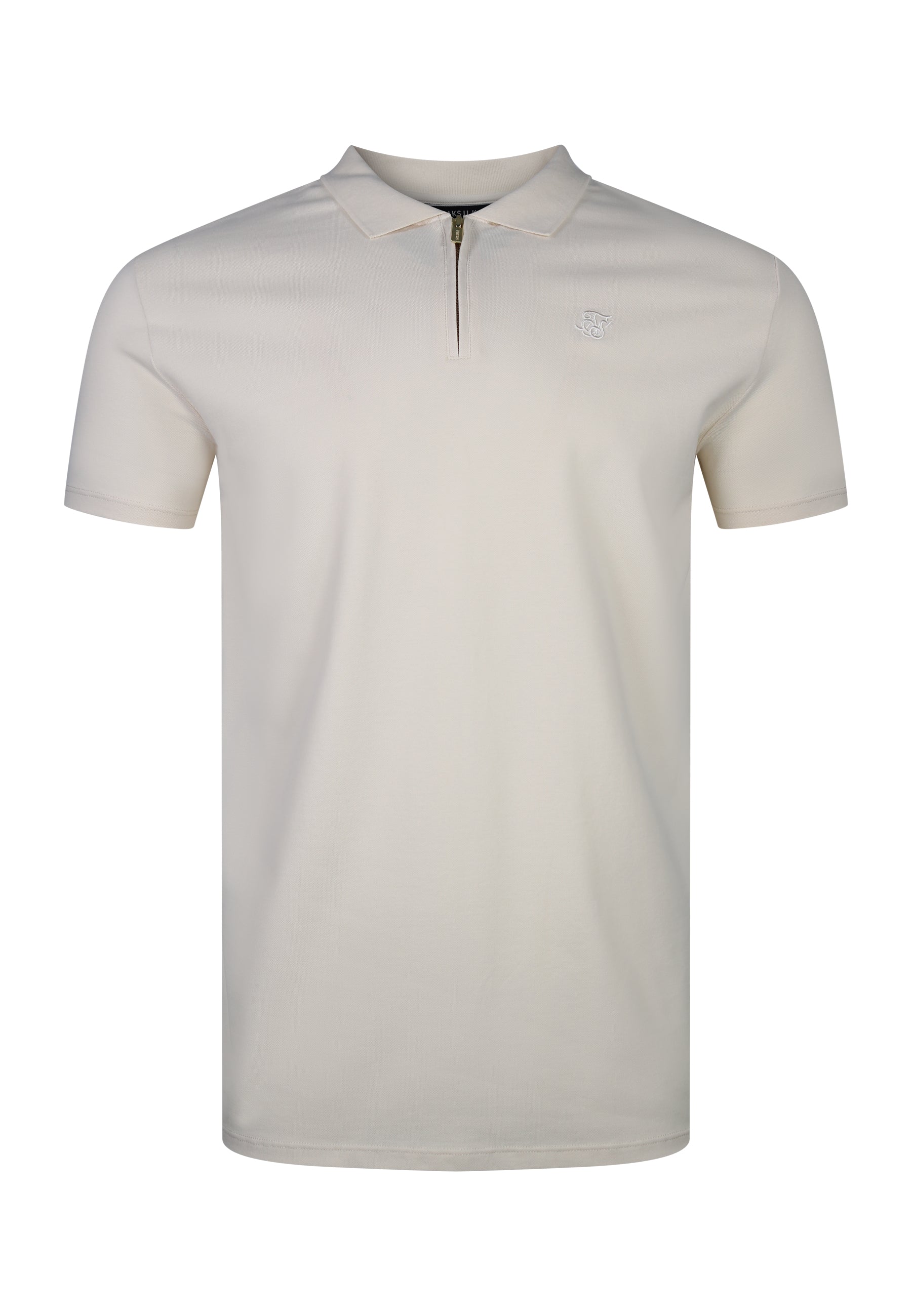 新品S/S NO COLLAR POLO Lサイズ タグなし SikSilk Mens Ecru Zip Polo T-Shirt | SikSilk US