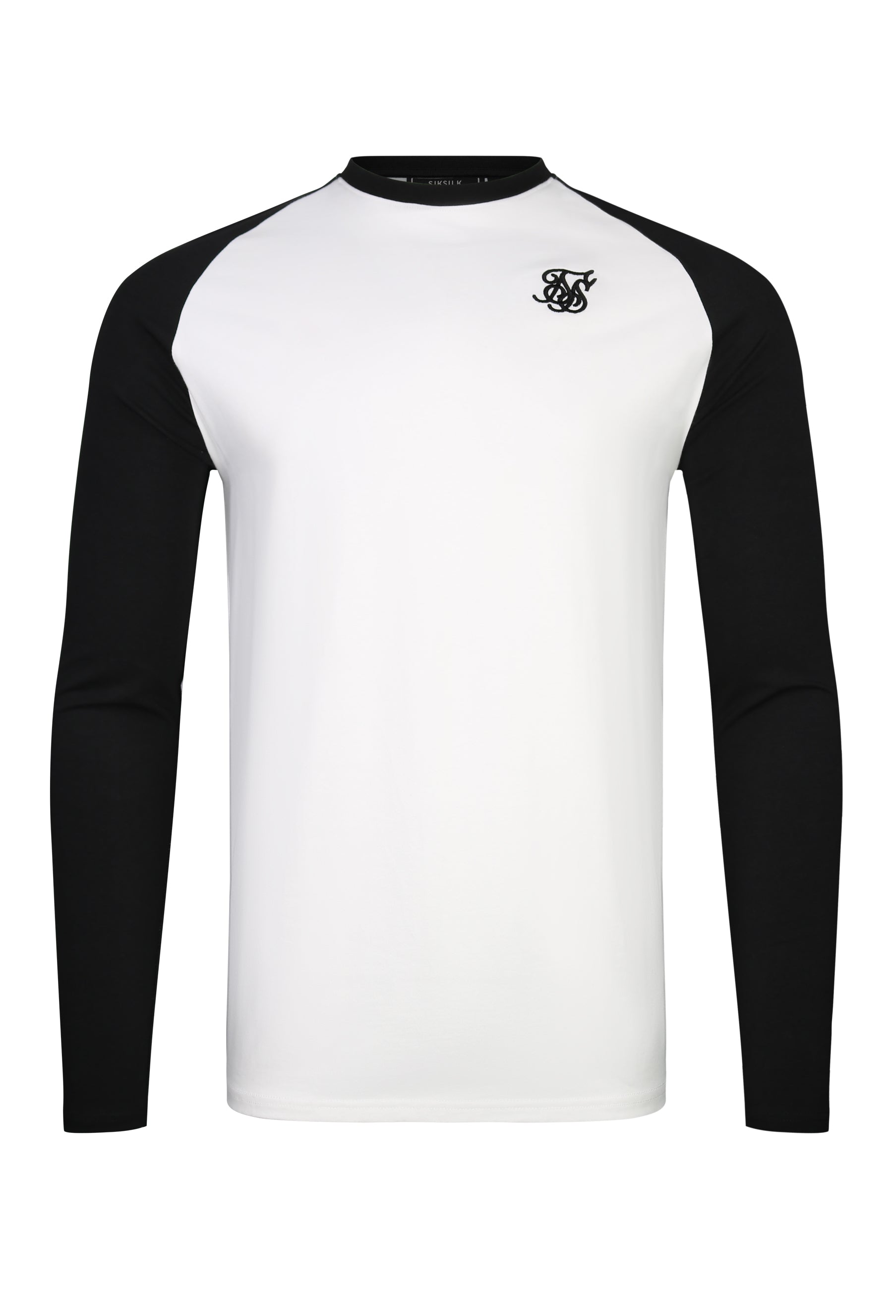 SikSilk para Hombres Blanco, Negro Manga Larga Ajuste Muscular