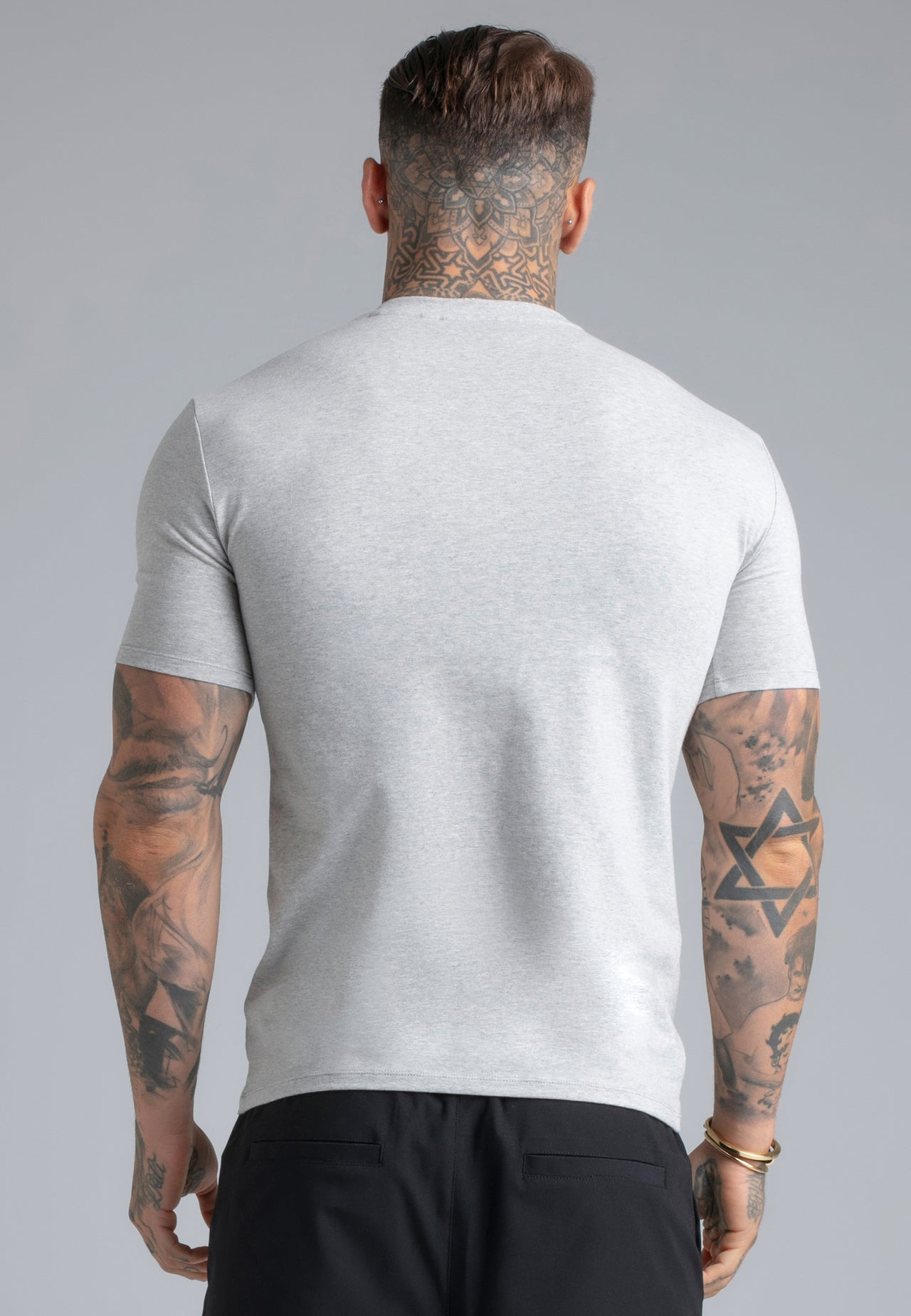 Grey Marl V-Neck T-Shirt (4)