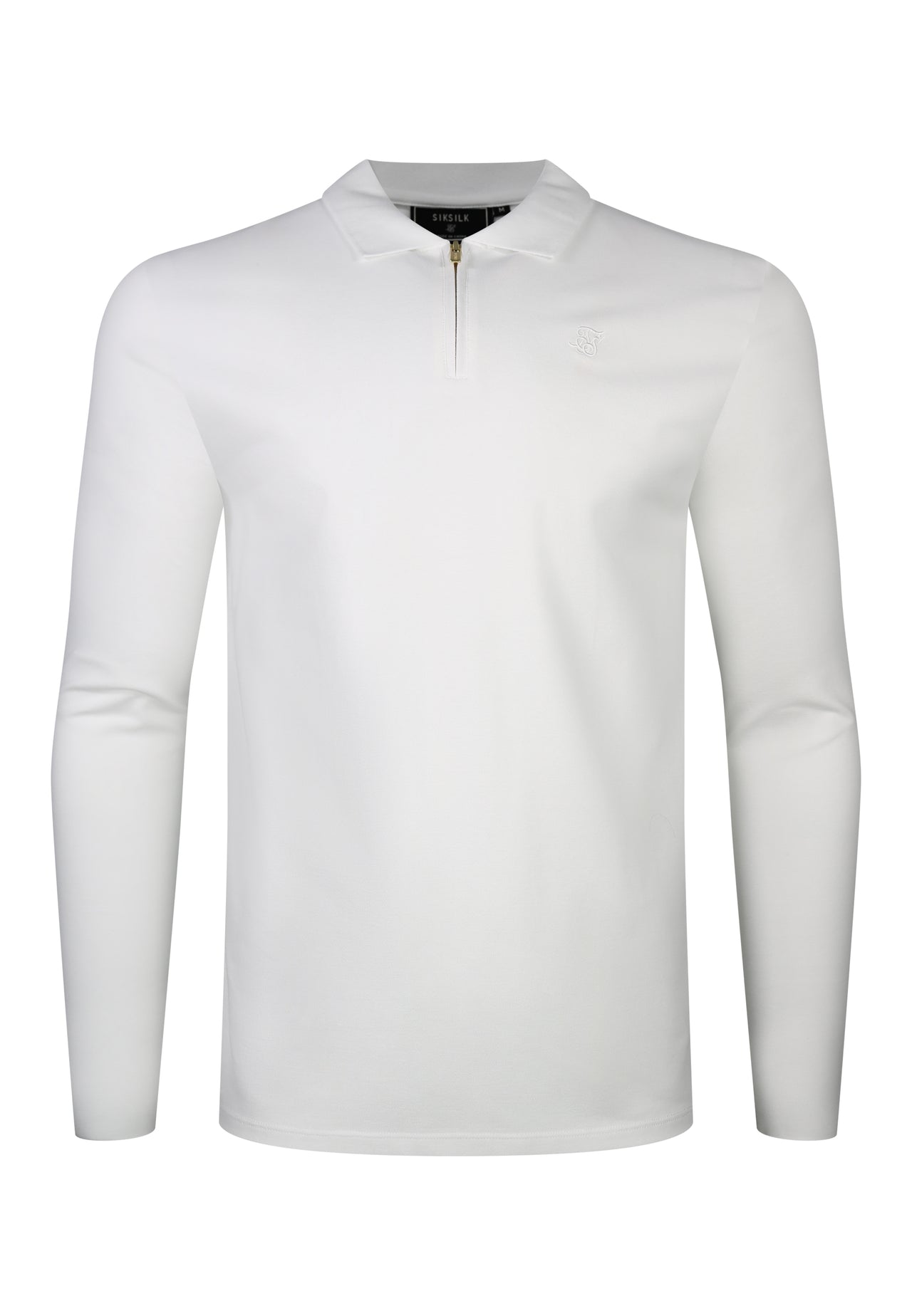 White LS Zip Polo T-Shirt (5)
