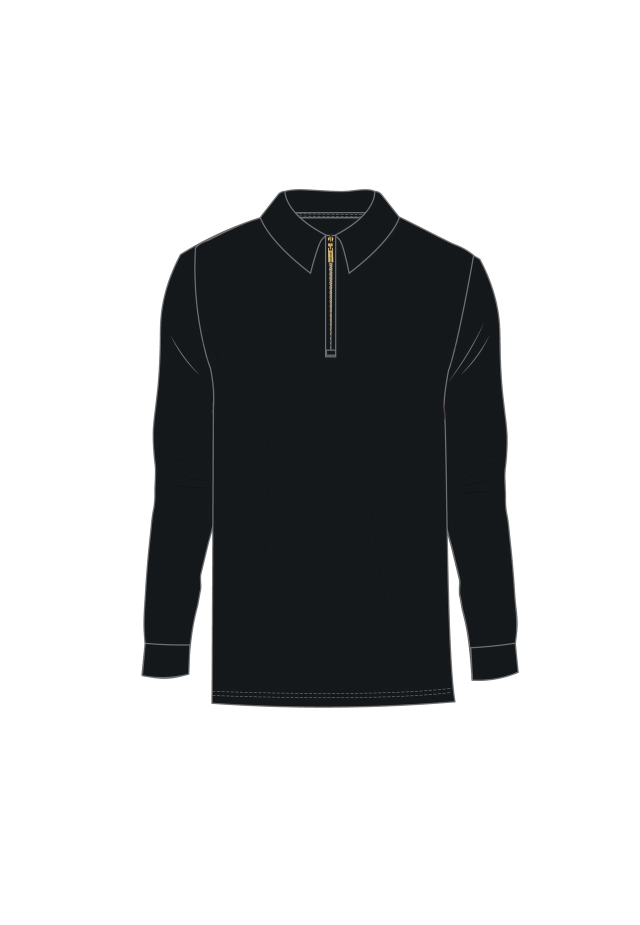 Black LS Zip Polo T-Shirt