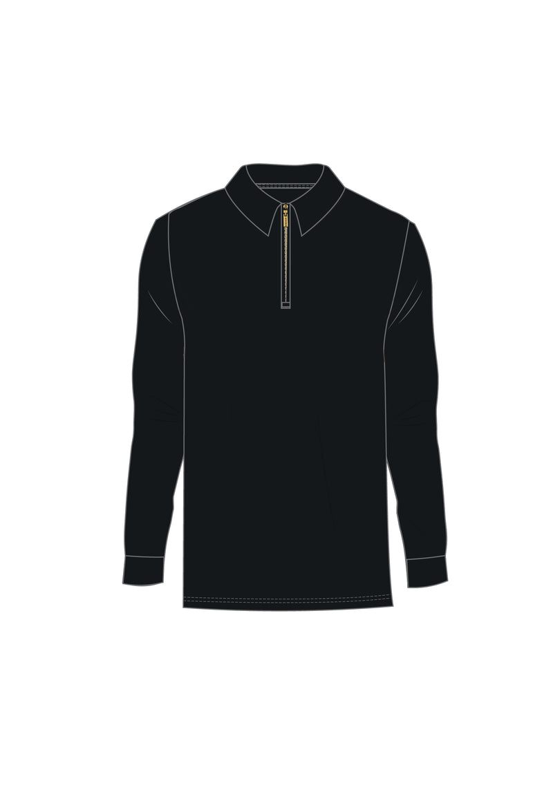 Black LS Zip Polo T-Shirt