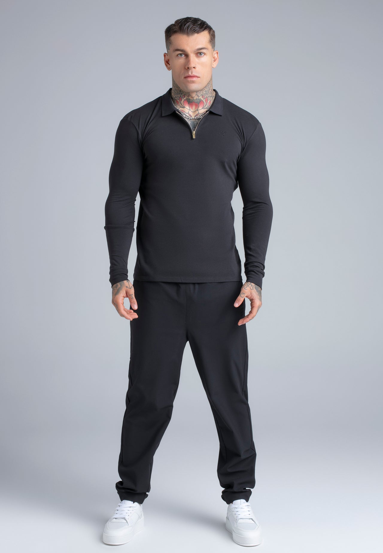 Black LS Zip Polo T-Shirt (2)