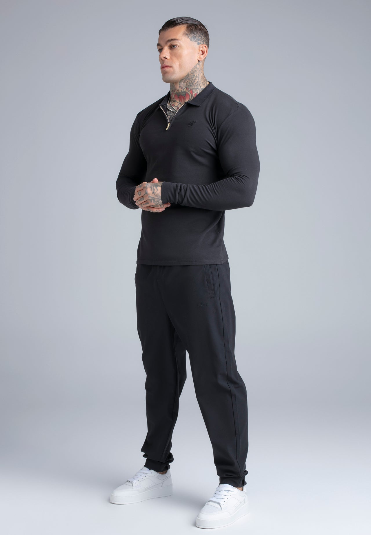 Black LS Zip Polo T-Shirt (3)