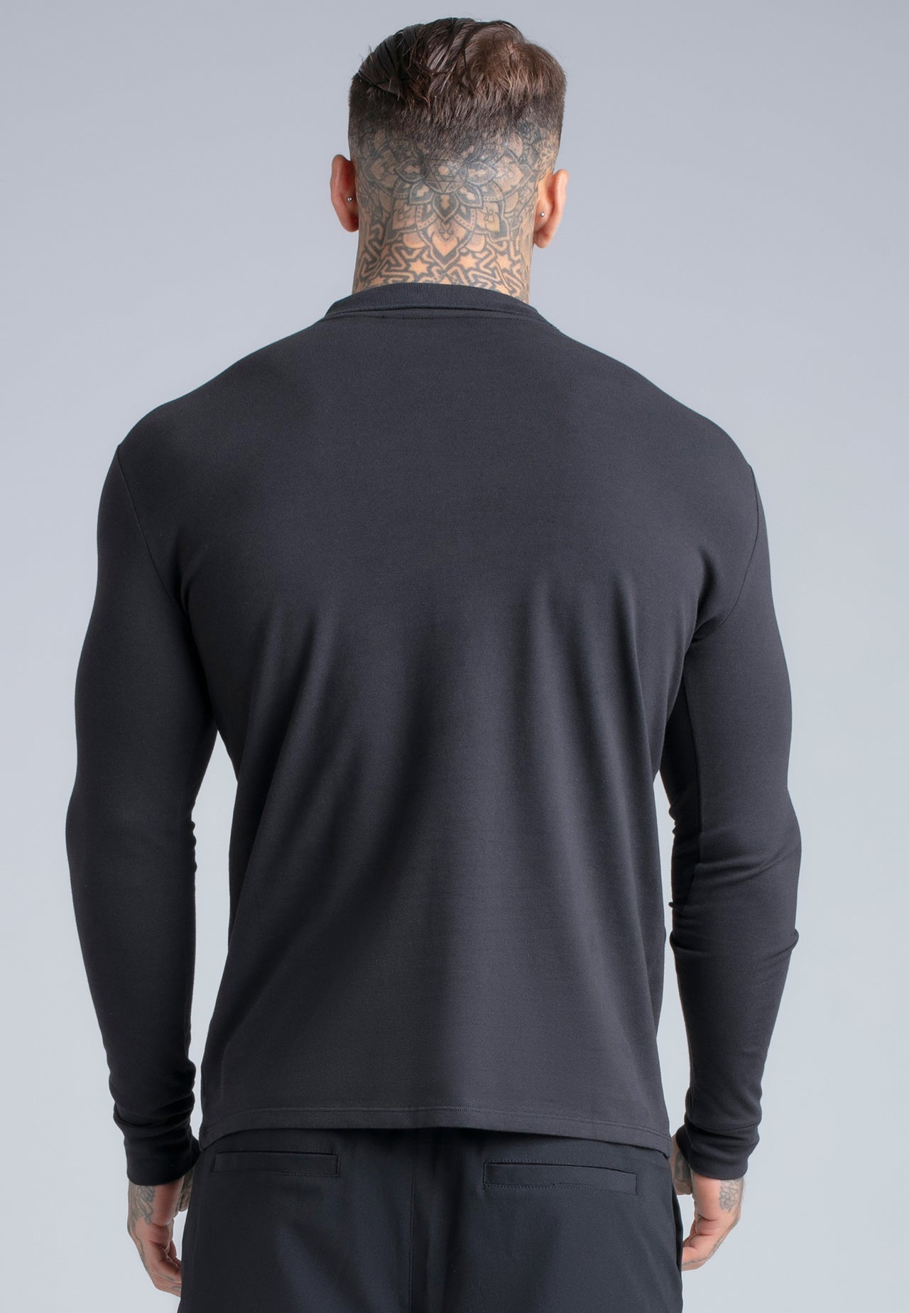 Black LS Zip Polo T-Shirt (4)