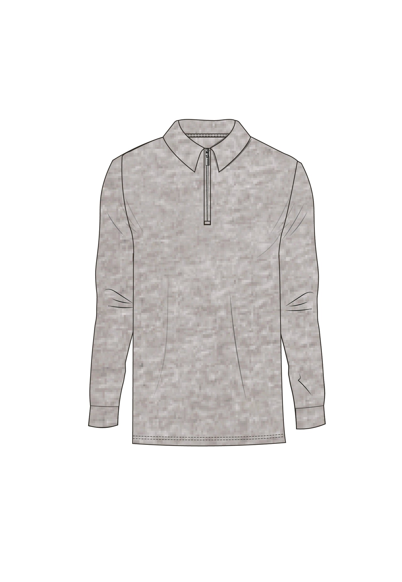 Grey Marl LS Zip Polo T-Shirt