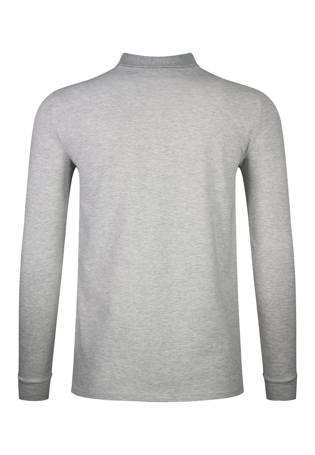 Grey Marl LS Zip Polo T-Shirt (6)