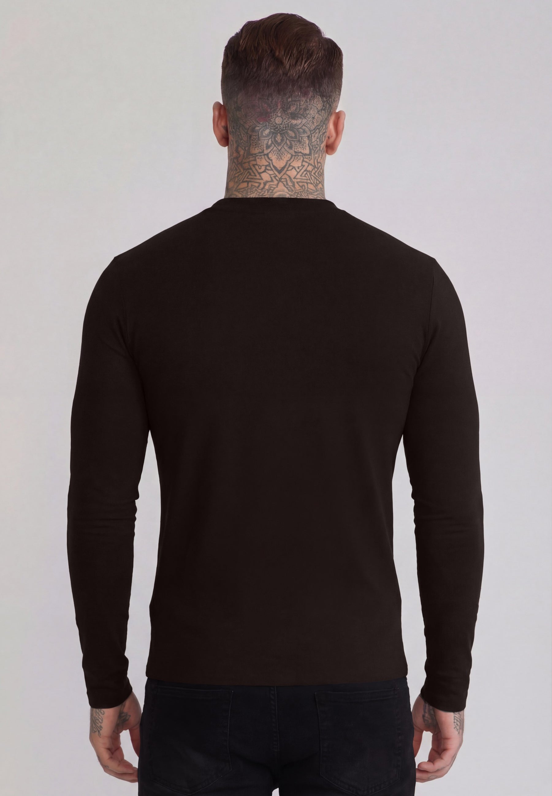 SikSilk Mens Brown LS Zip Polo T-Shirt | SikSilk US