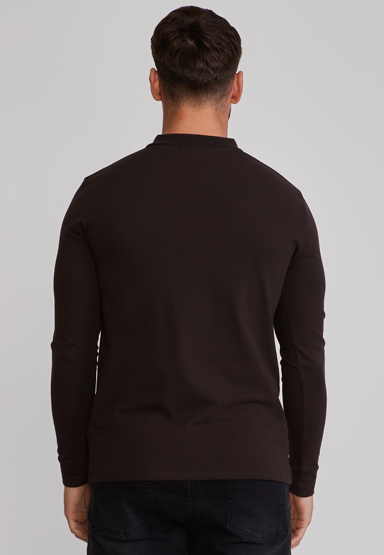 Brown LS Zip Polo T-Shirt (4)