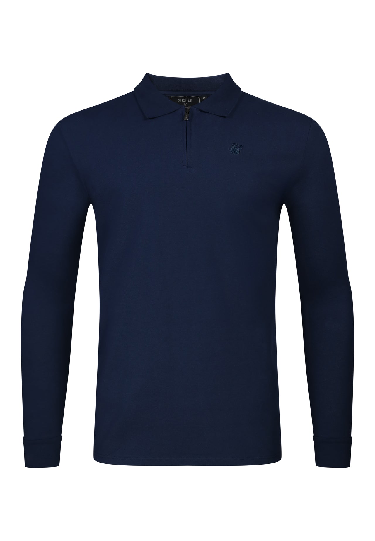 Navy LS Zip Polo T-Shirt (5)