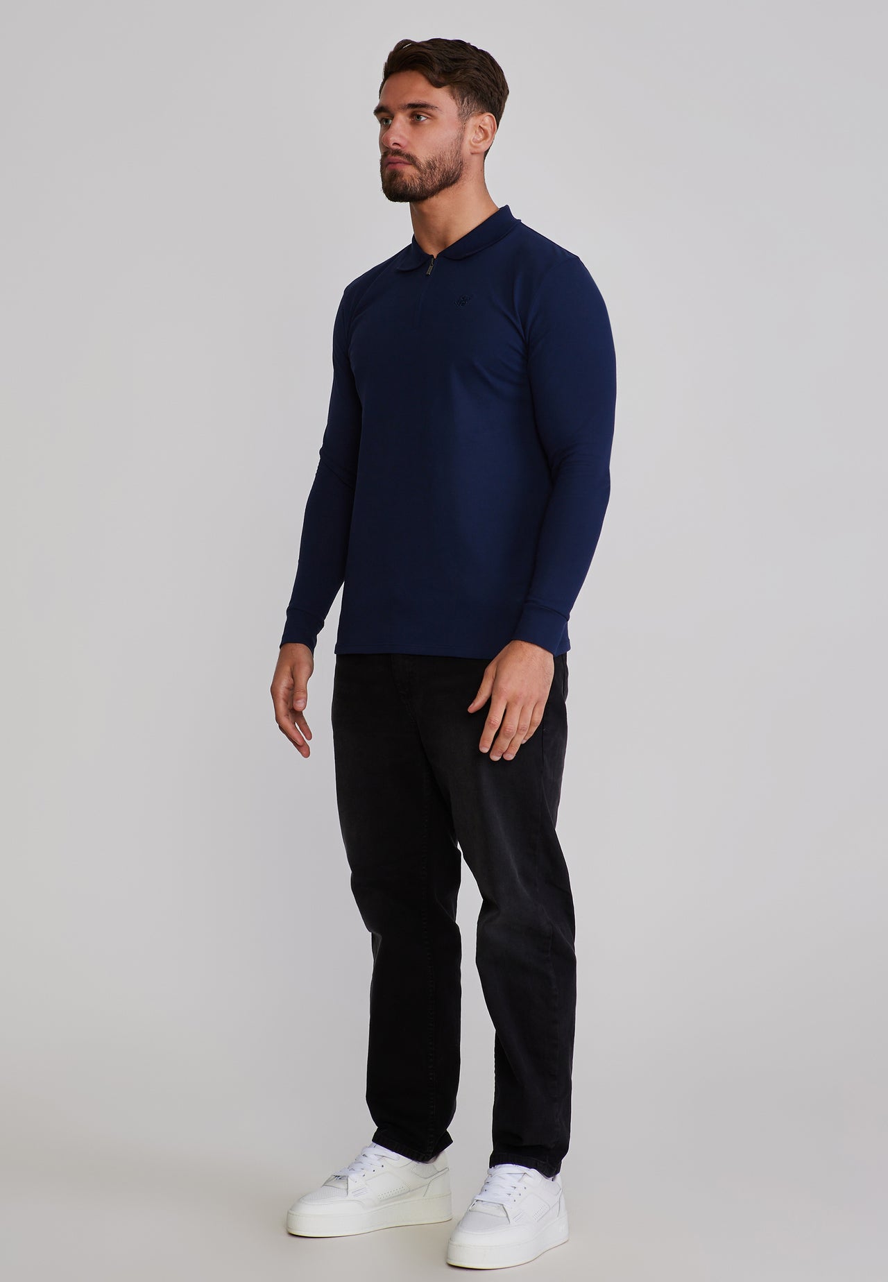 Navy LS Zip Polo T-Shirt (3)