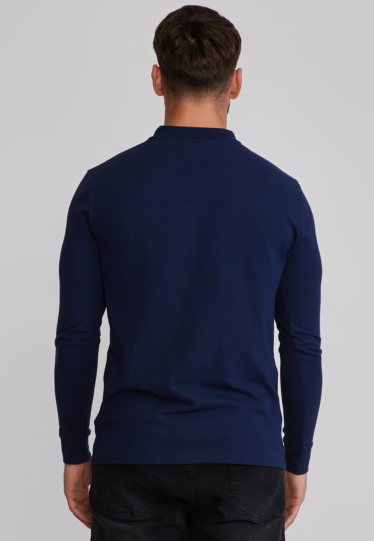 Navy LS Zip Polo T-Shirt (4)