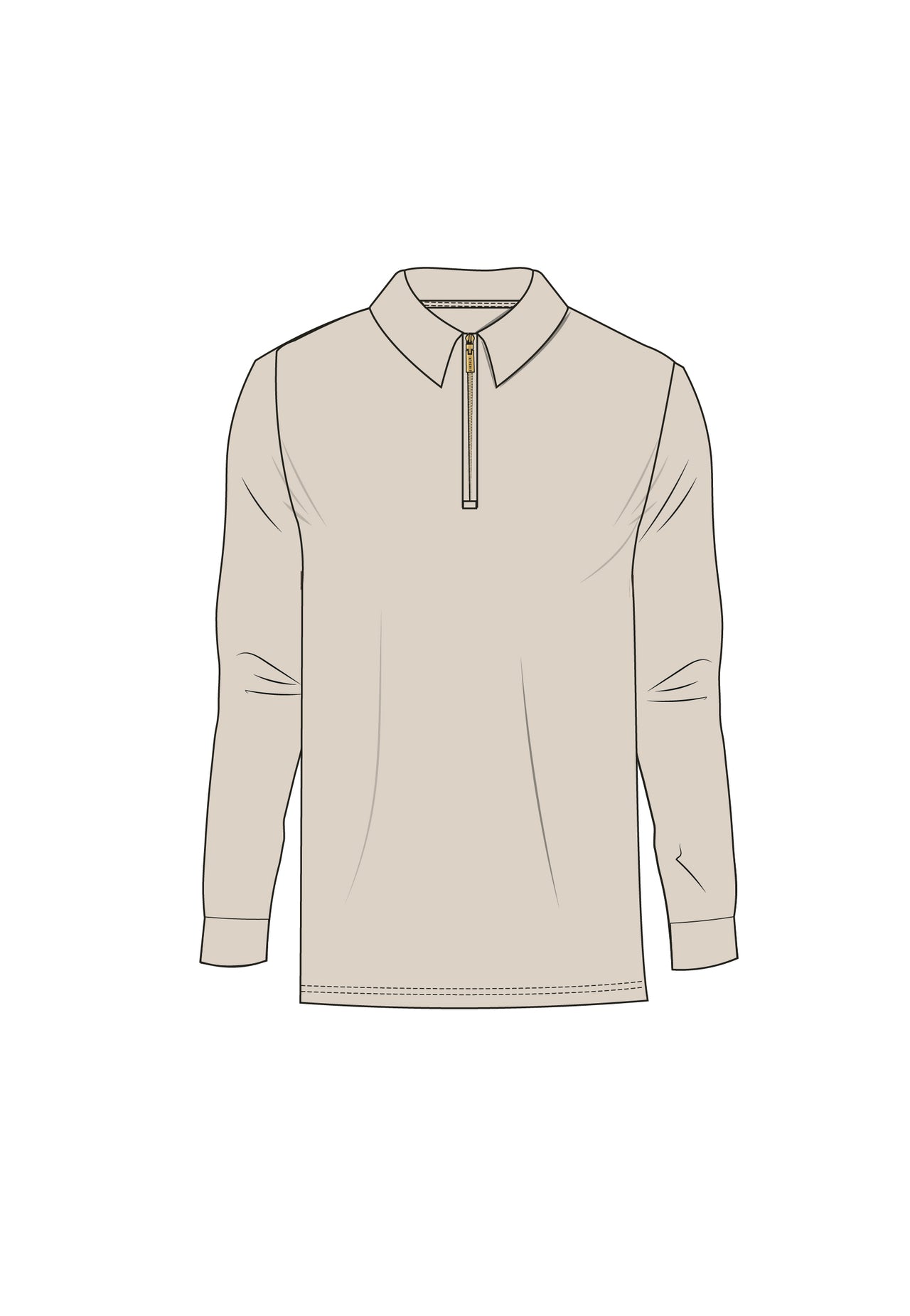 Ecru LS Zip Polo T-Shirt