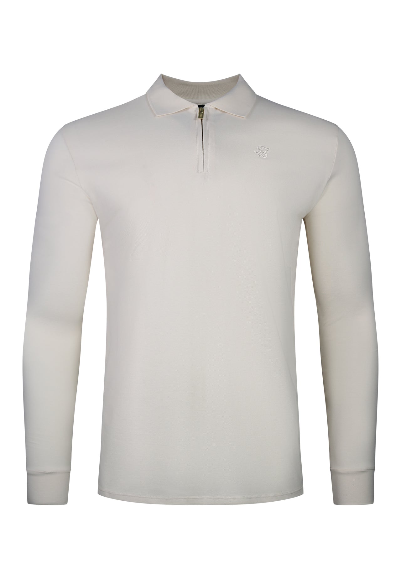 Ecru LS Zip Polo T-Shirt (5)