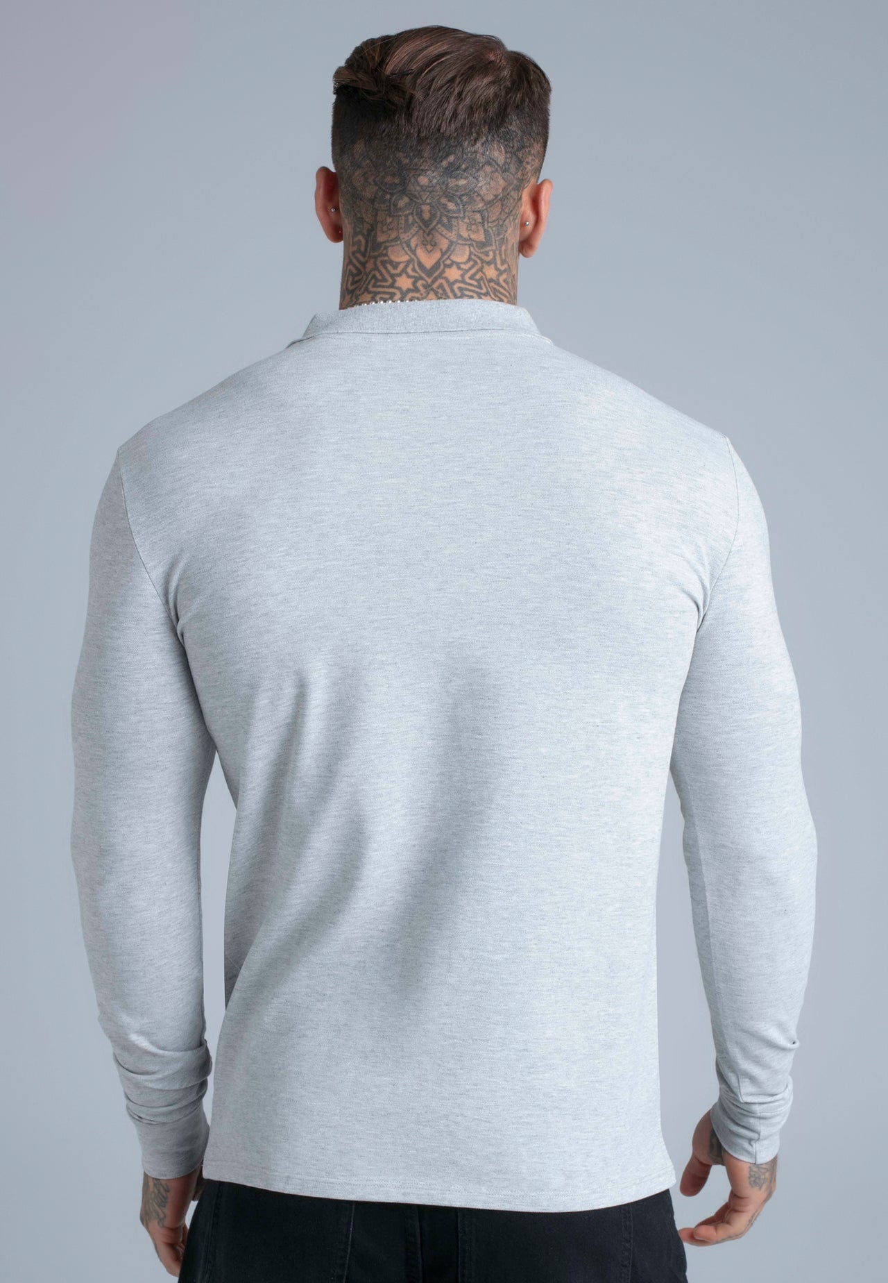 Grey Marl LS Button Polo (3)