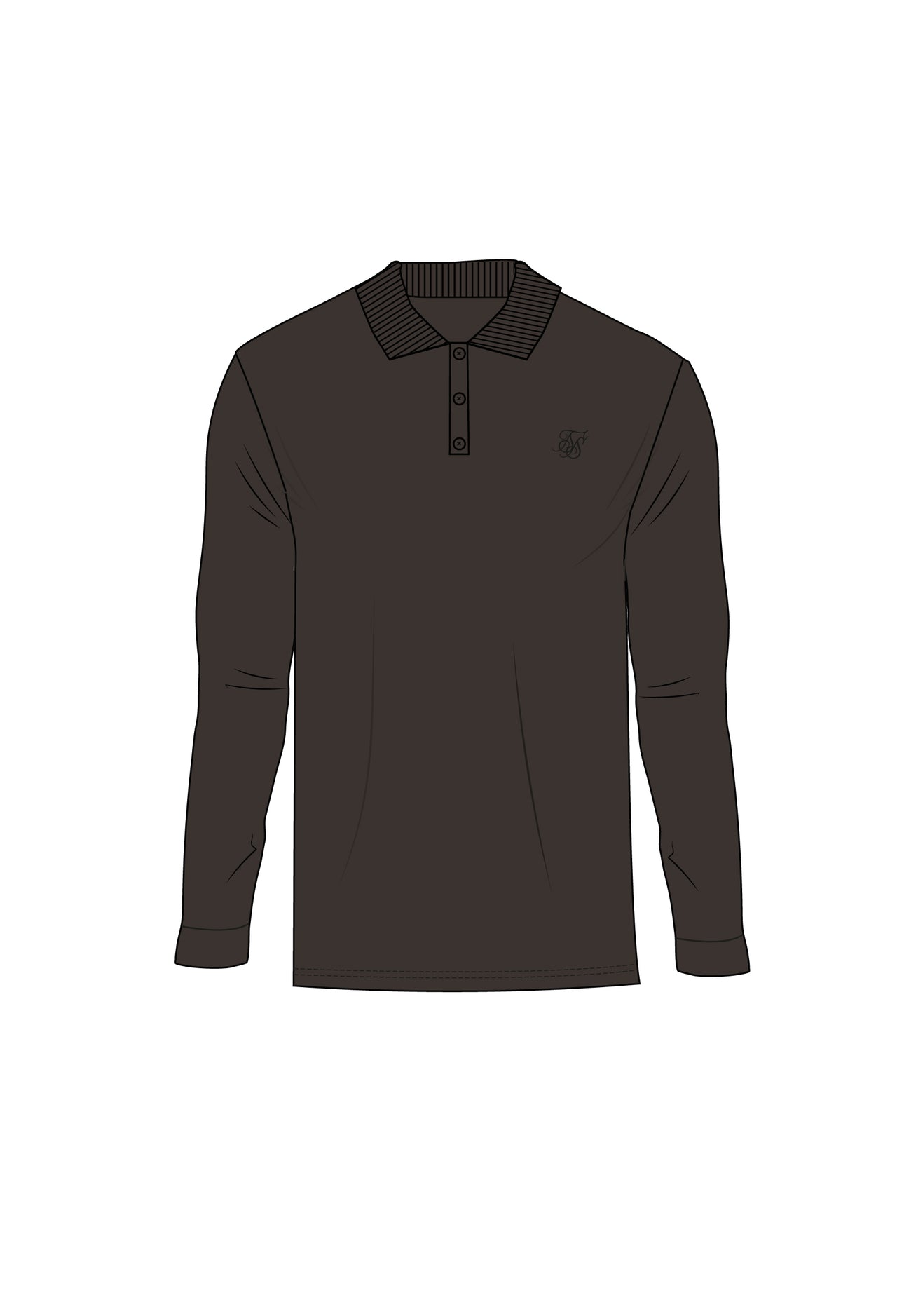 Brown LS Button Polo