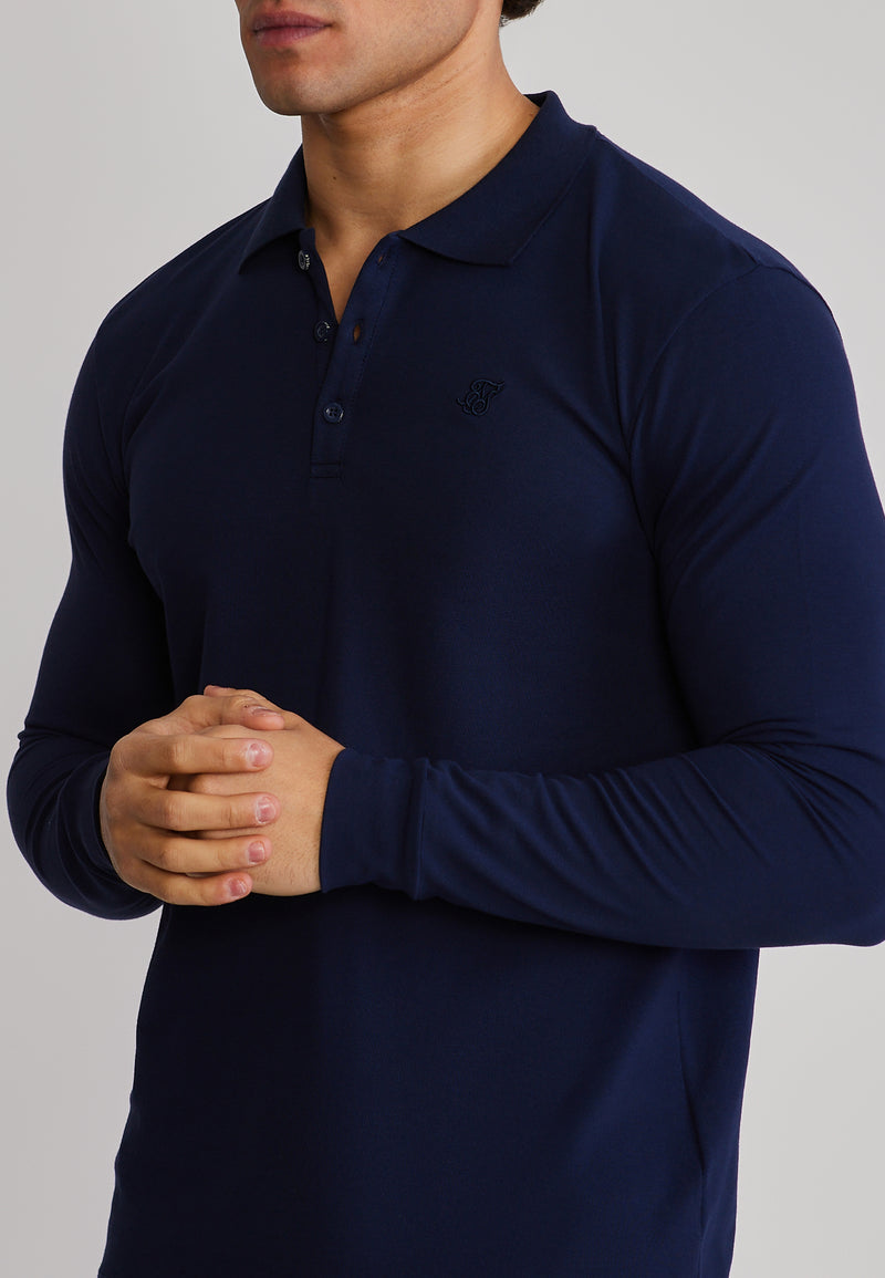 Navy LS Button Polo (1)