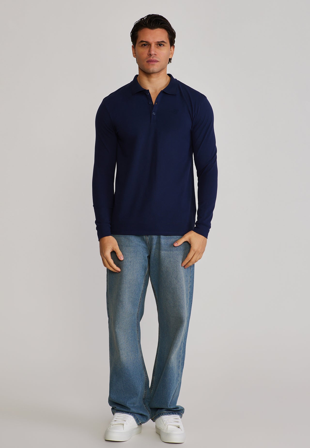 Navy LS Button Polo (2)