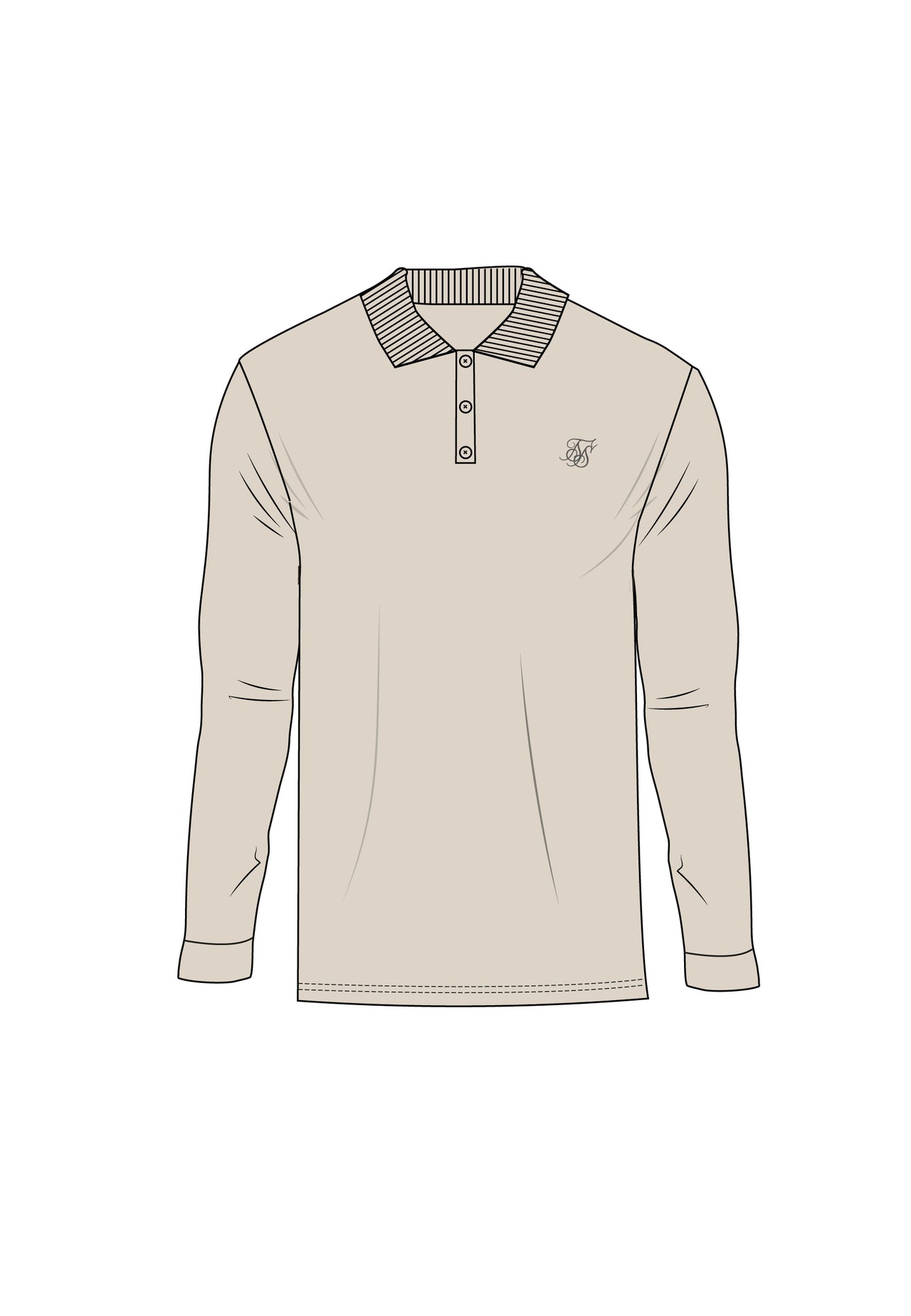 Ecru LS Button Polo