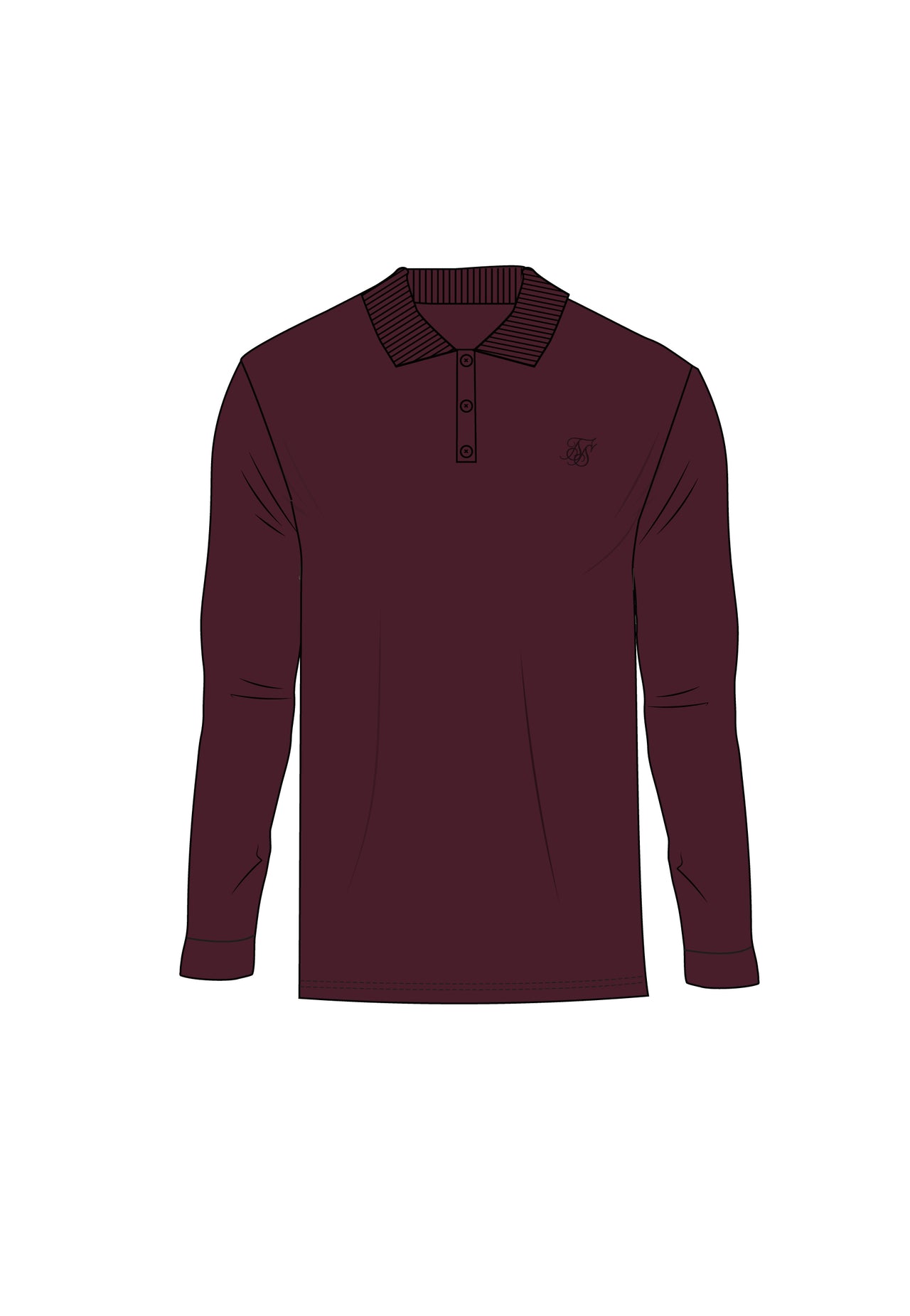 Burgundy LS Button Polo