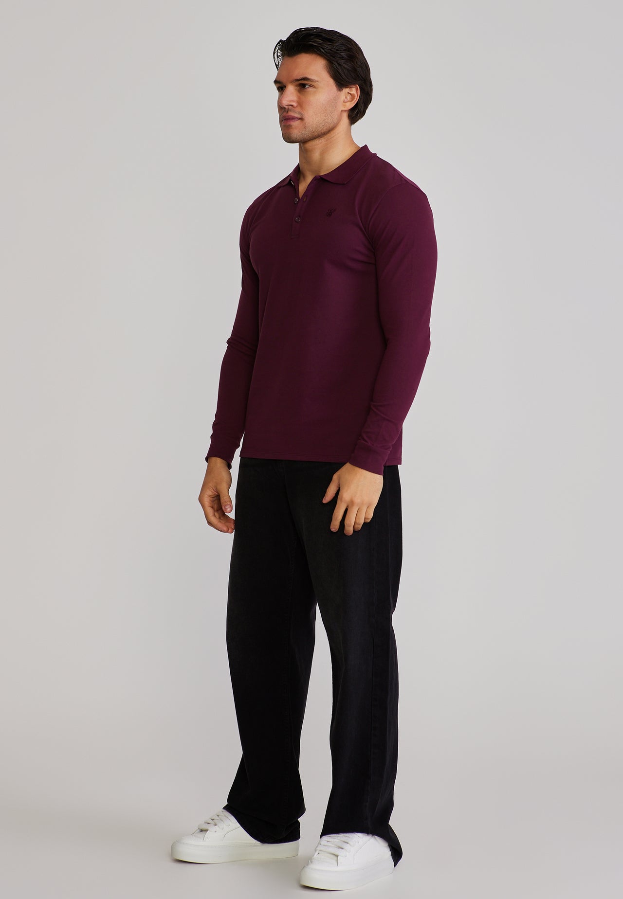 Burgundy LS Button Polo (3)
