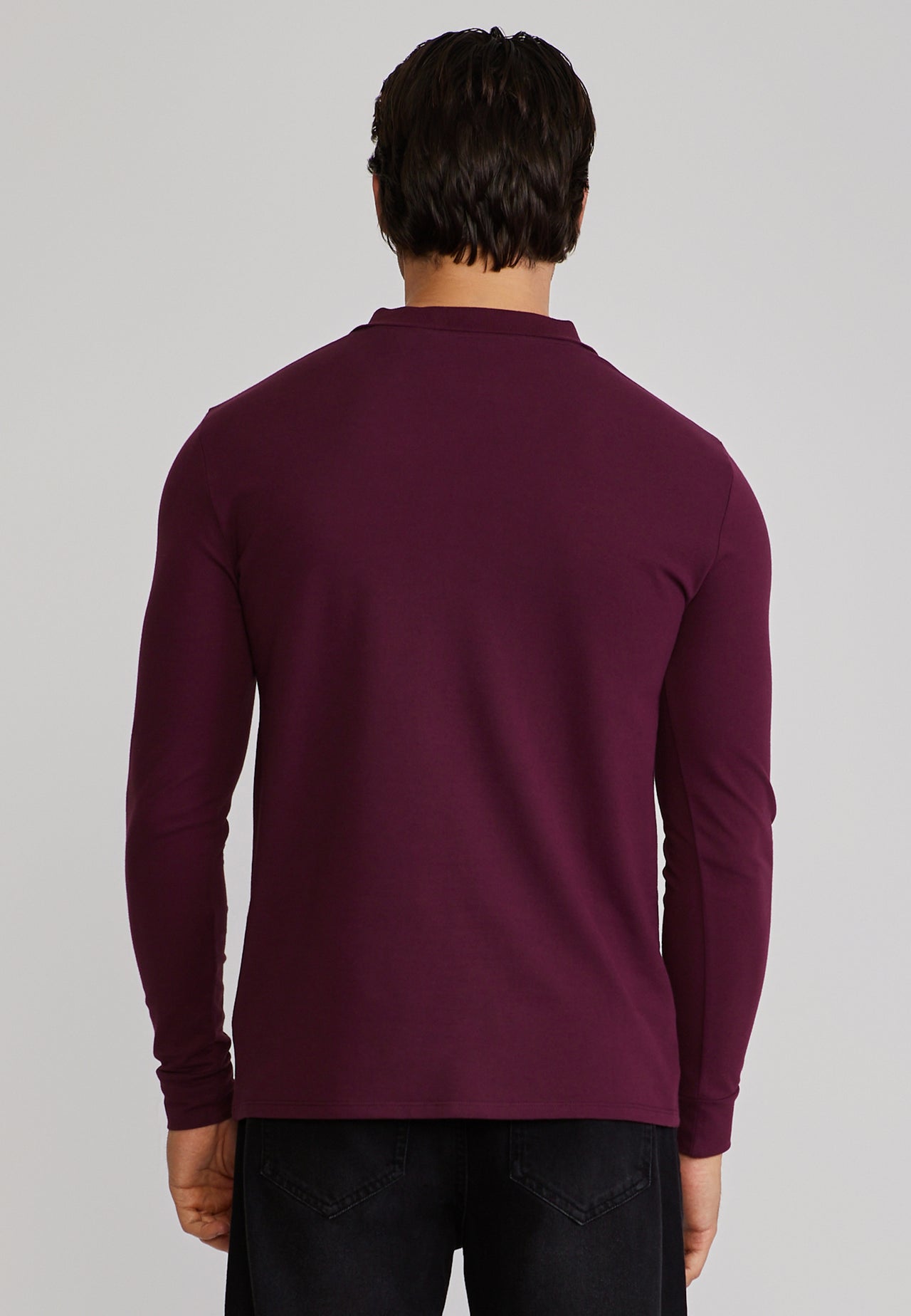 Burgundy LS Button Polo (4)