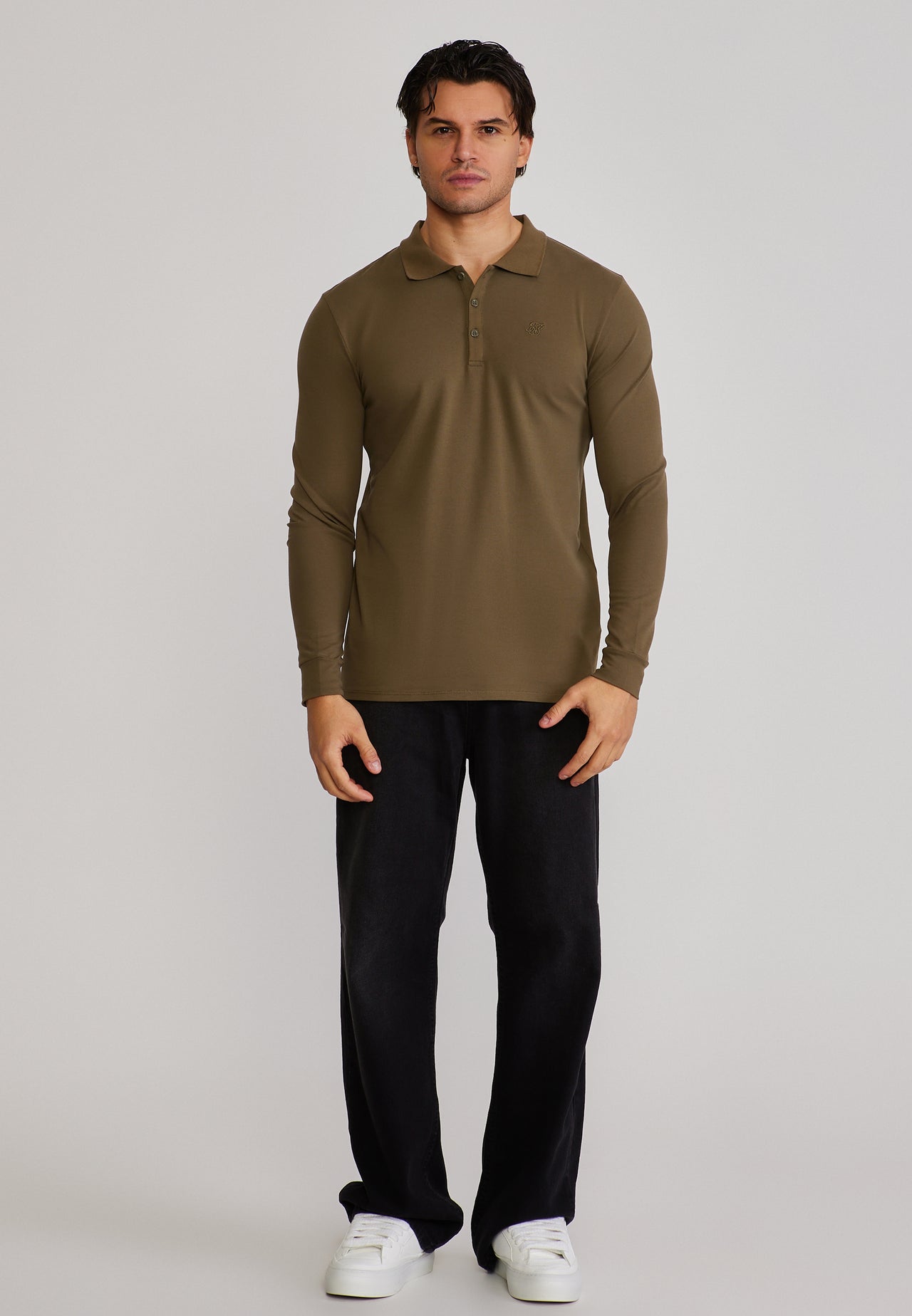 Khaki Green LS Button Polo (2)