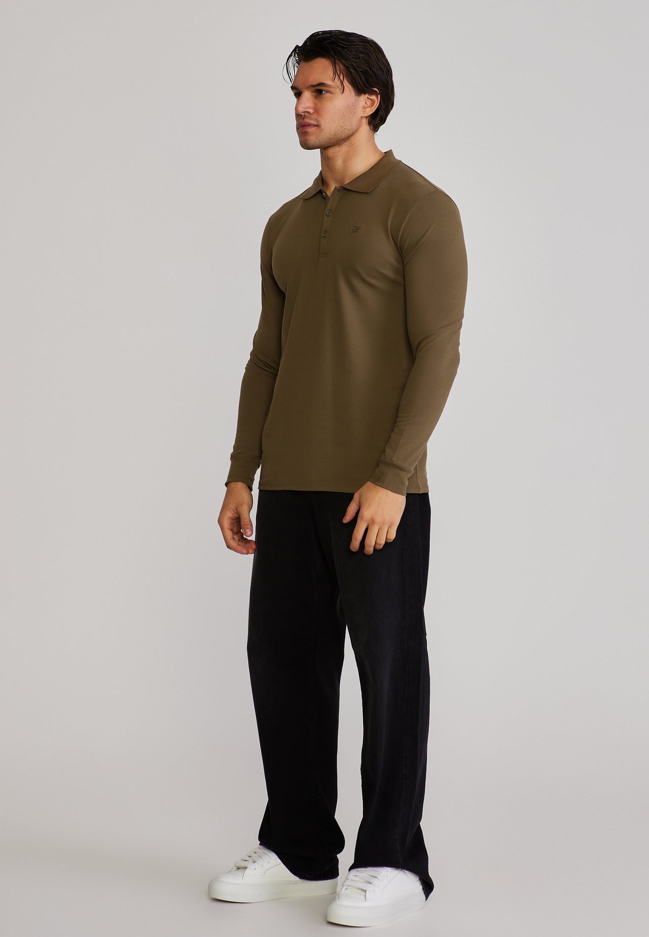 Khaki Green LS Button Polo (3)