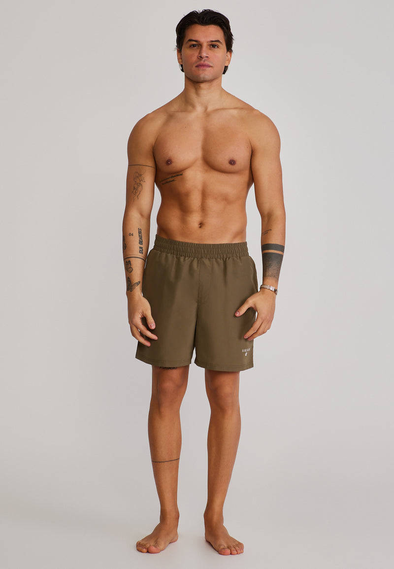 Khaki Green Swim Shorts (1)