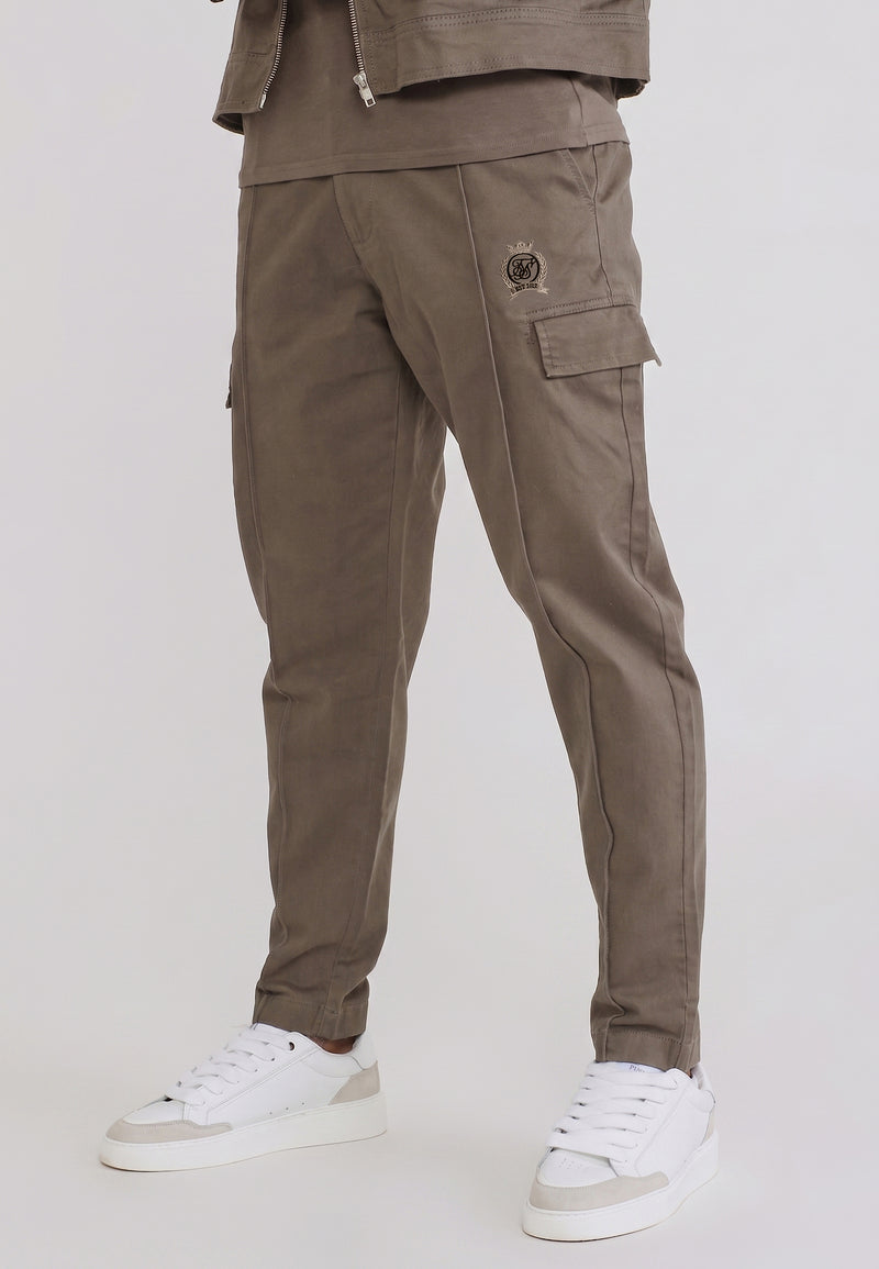 Brown Pleated Chino Pants