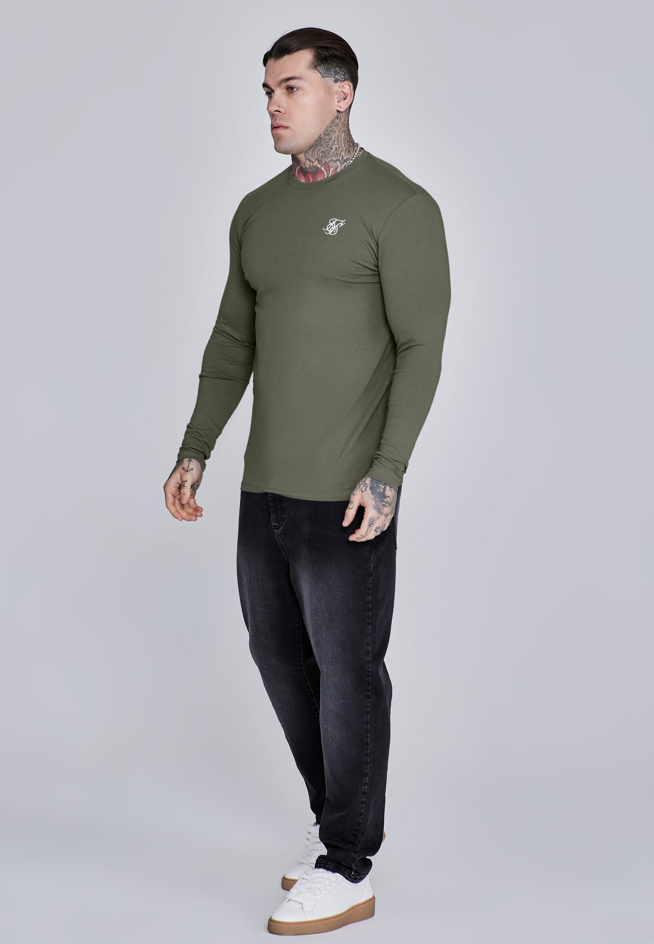 Khaki Green Essentials LS T-Shirt (3)