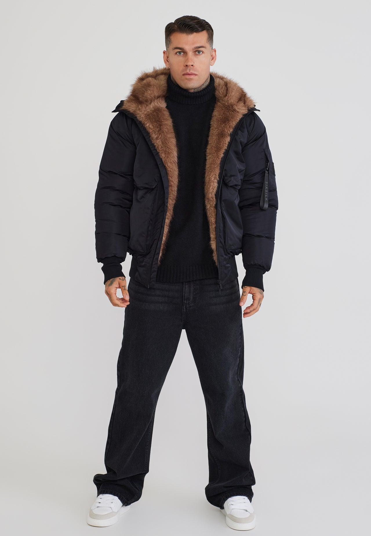 Black Hooded Bomber Jacket (2)