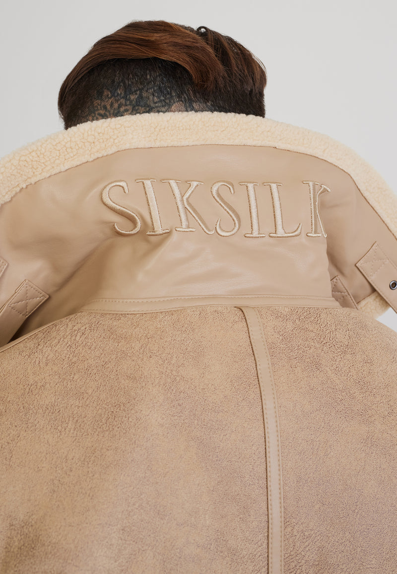 Beige Aviator Bomber Jacket (1)