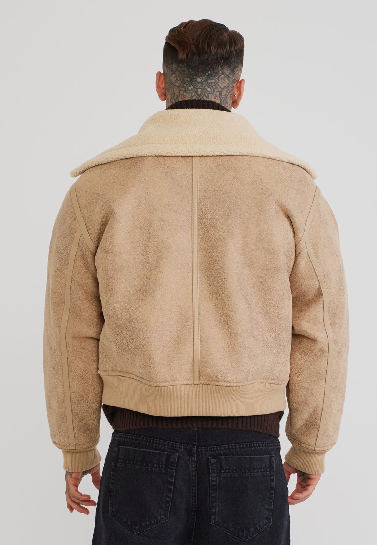 Beige Aviator Bomber Jacket (4)