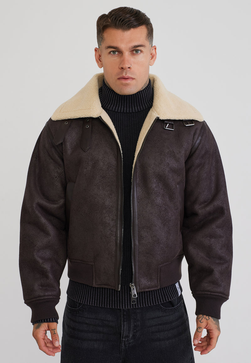 Brown Aviator Bomber Jacket