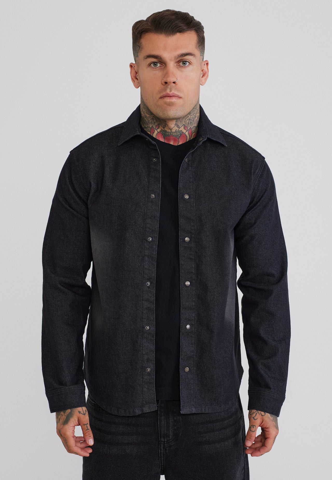 Washed Black Denim Shirt