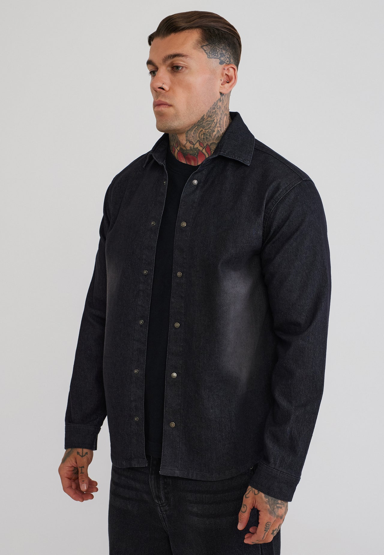 Washed Black Denim Shirt (1)