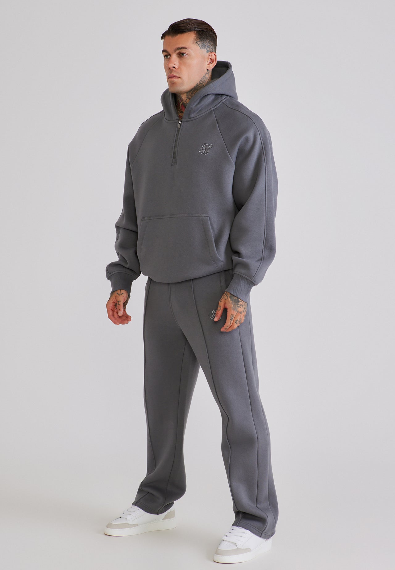 Grey Qtr Zip Hoodie and Joggers Set (3)