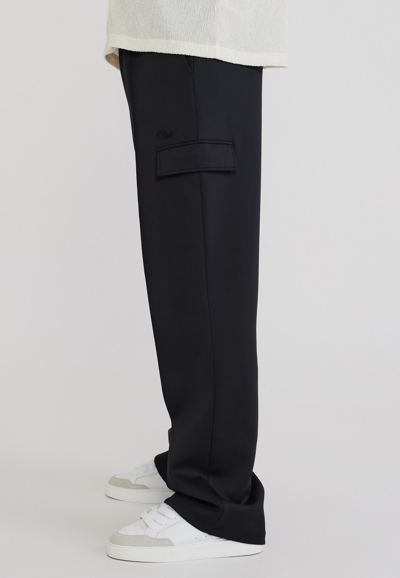 Black Poly Cargo Pants (2)