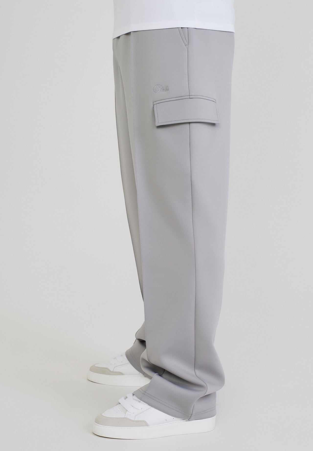Grey Poly Cargo Pants (2)