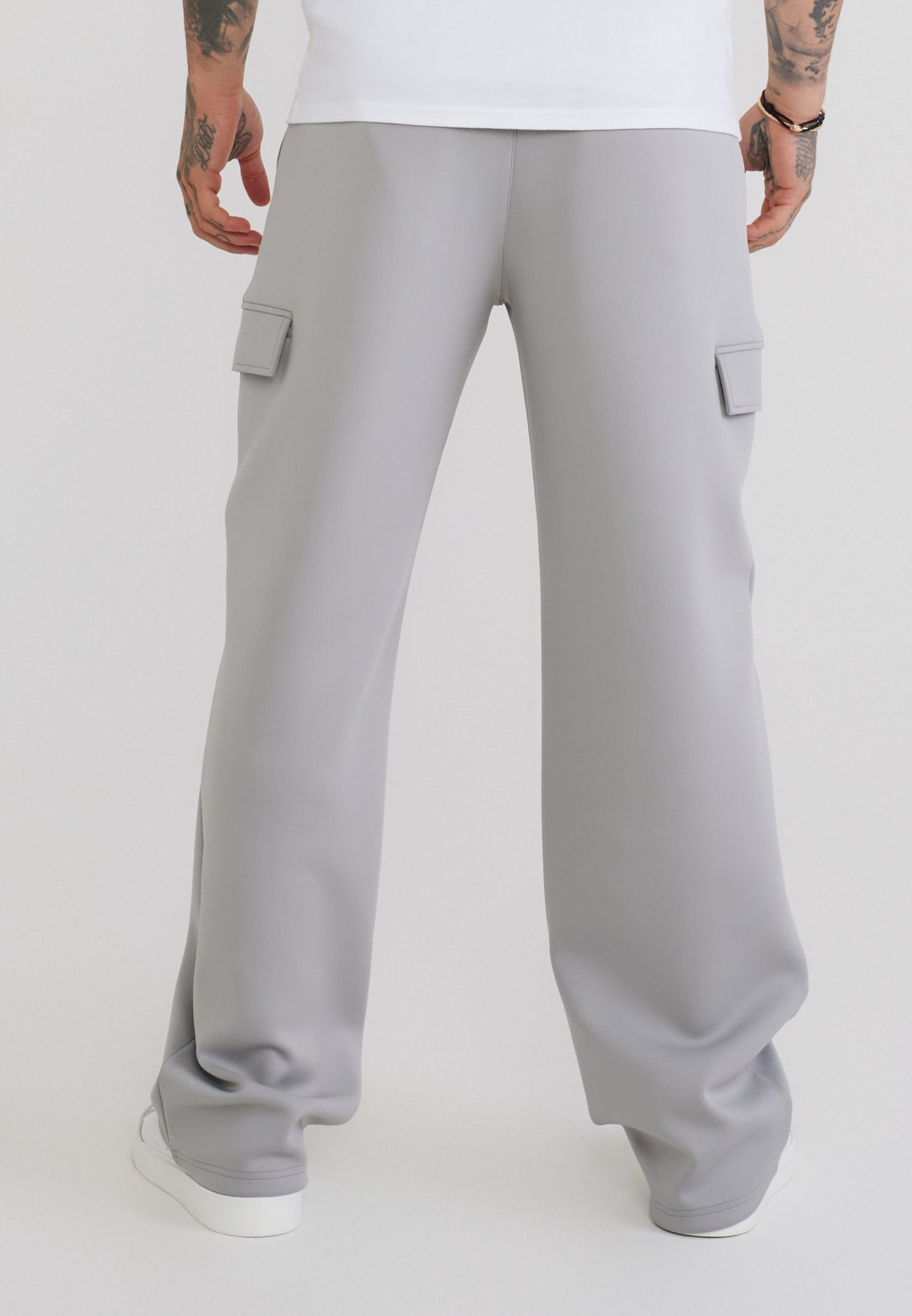 Grey Poly Cargo Pants (4)