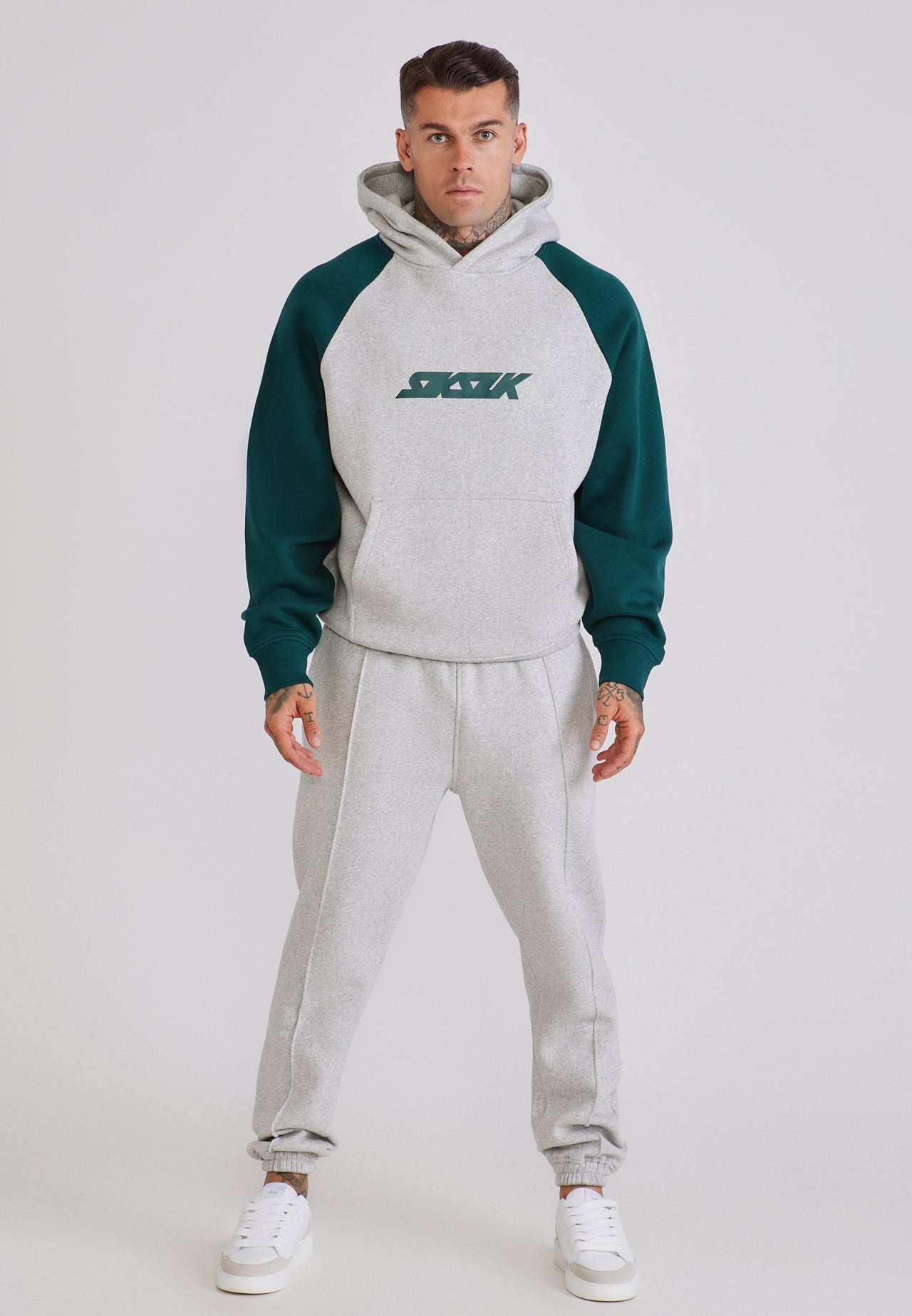 Grey Marl and Teal Graphic Hoodie (2)