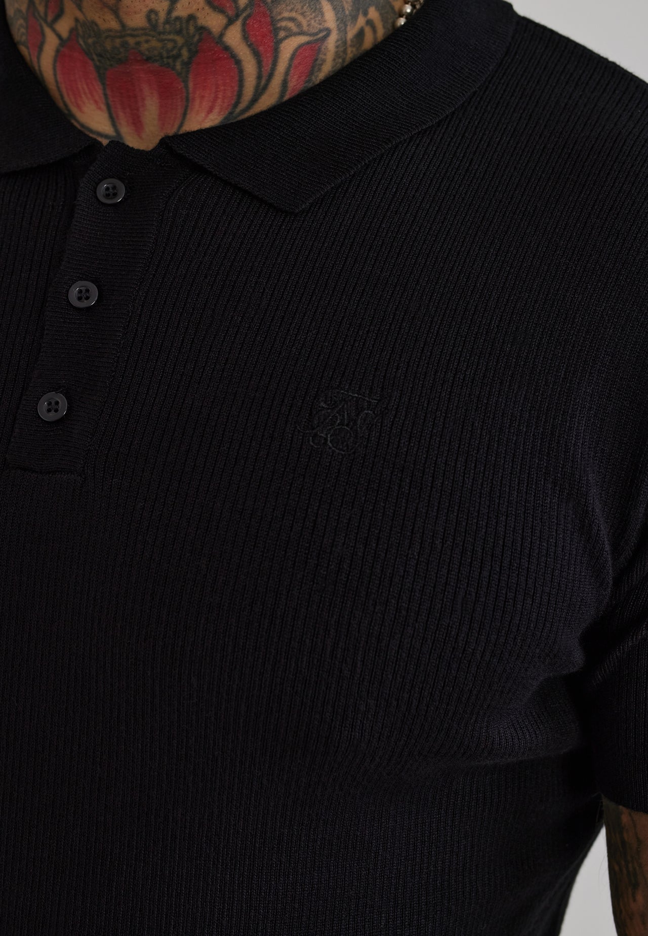 Black Knitted Polo T-Shirt (1)