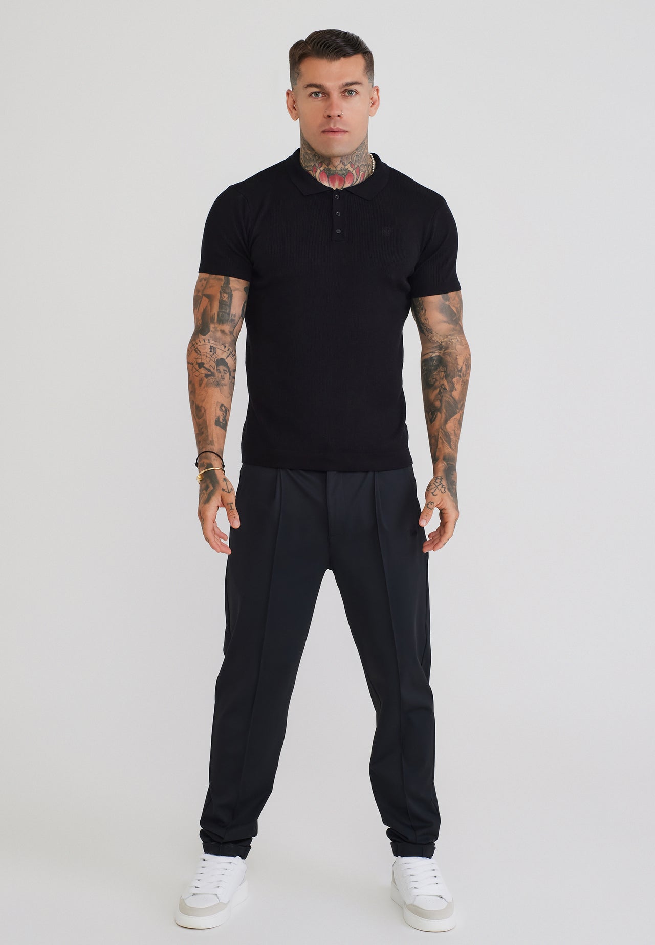 Black Knitted Polo T-Shirt (2)