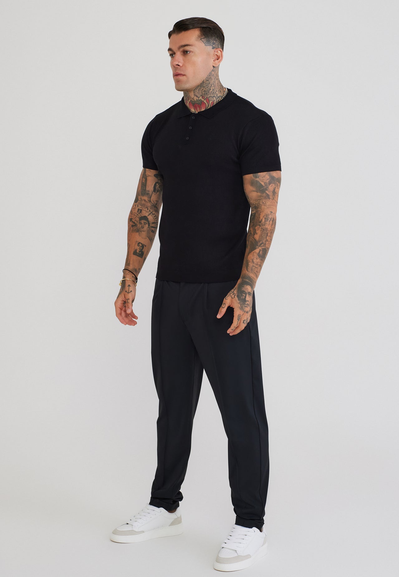 Black Knitted Polo T-Shirt (3)