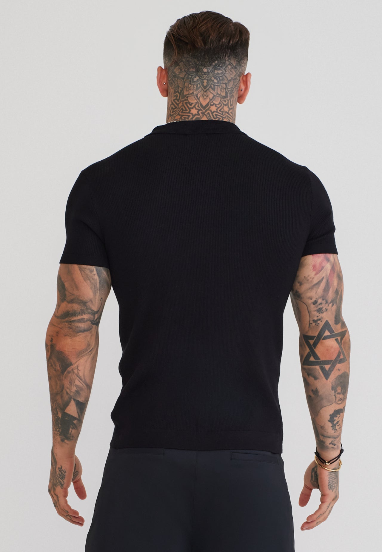 Black Knitted Polo T-Shirt (4)