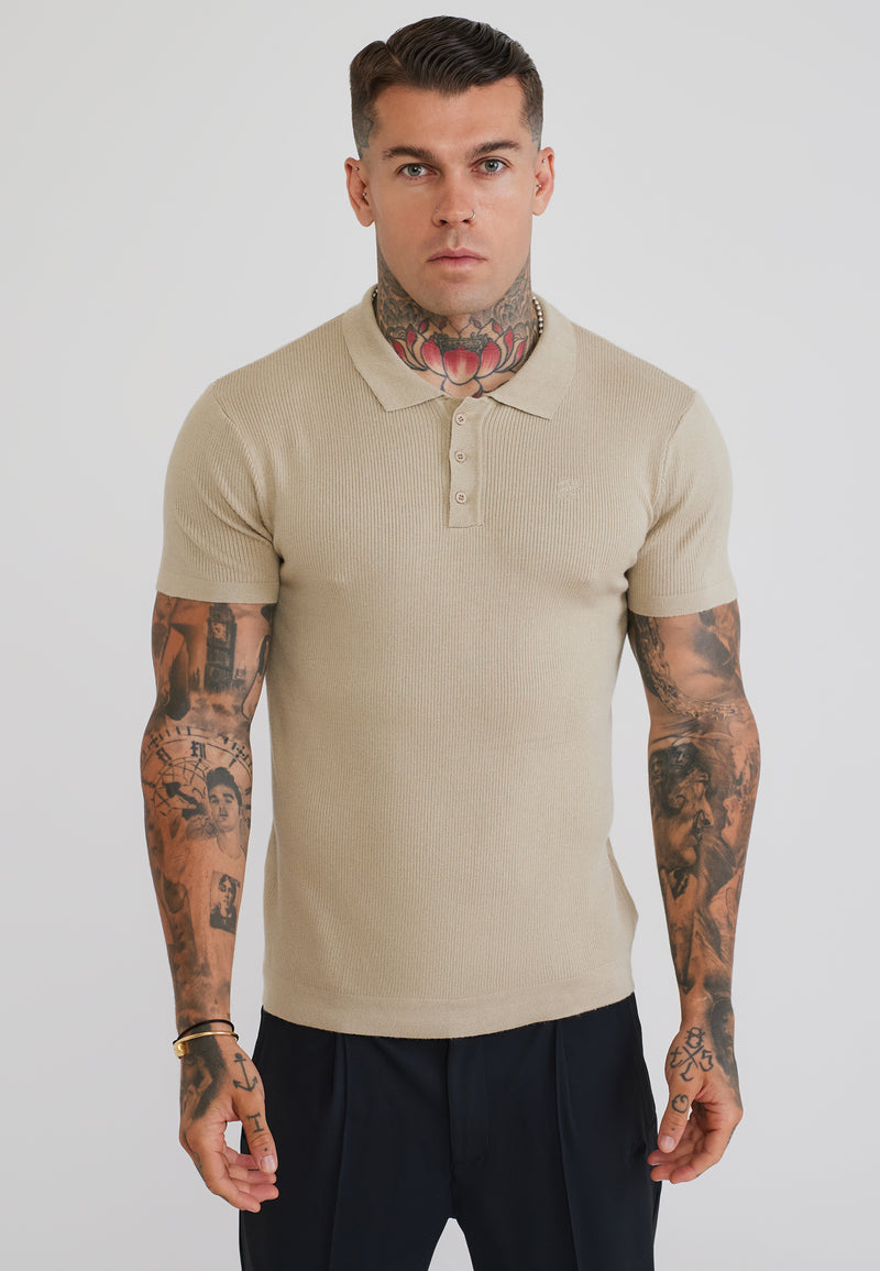 Stone Knitted Polo T-Shirt