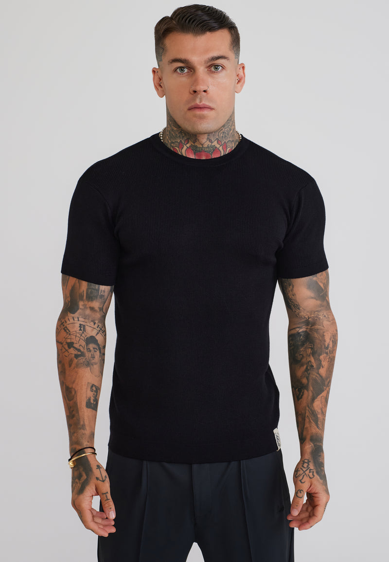 Black Knitted T-Shirt