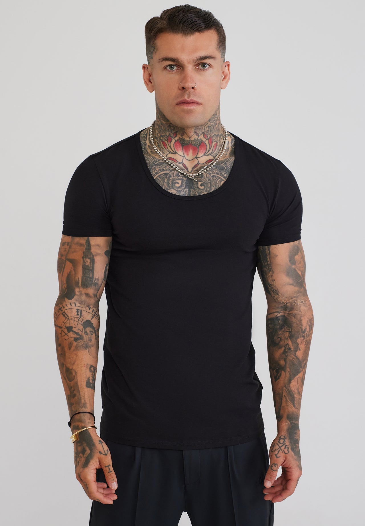Black Scoop Neck T-Shirt
