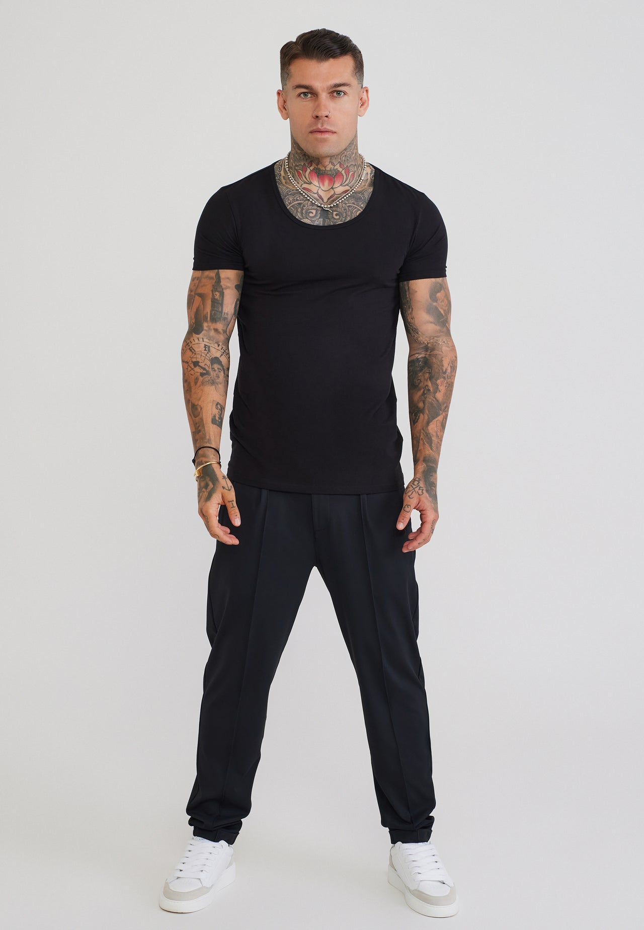 Black Scoop Neck T-Shirt (2)
